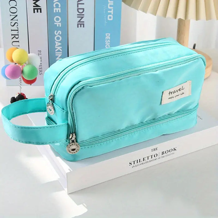 Color matching literary cylinder pencil case travel storage bag  large-capacity leather stationery bag grass green - Shop Thing.Is Pencil  Cases - Pinkoi