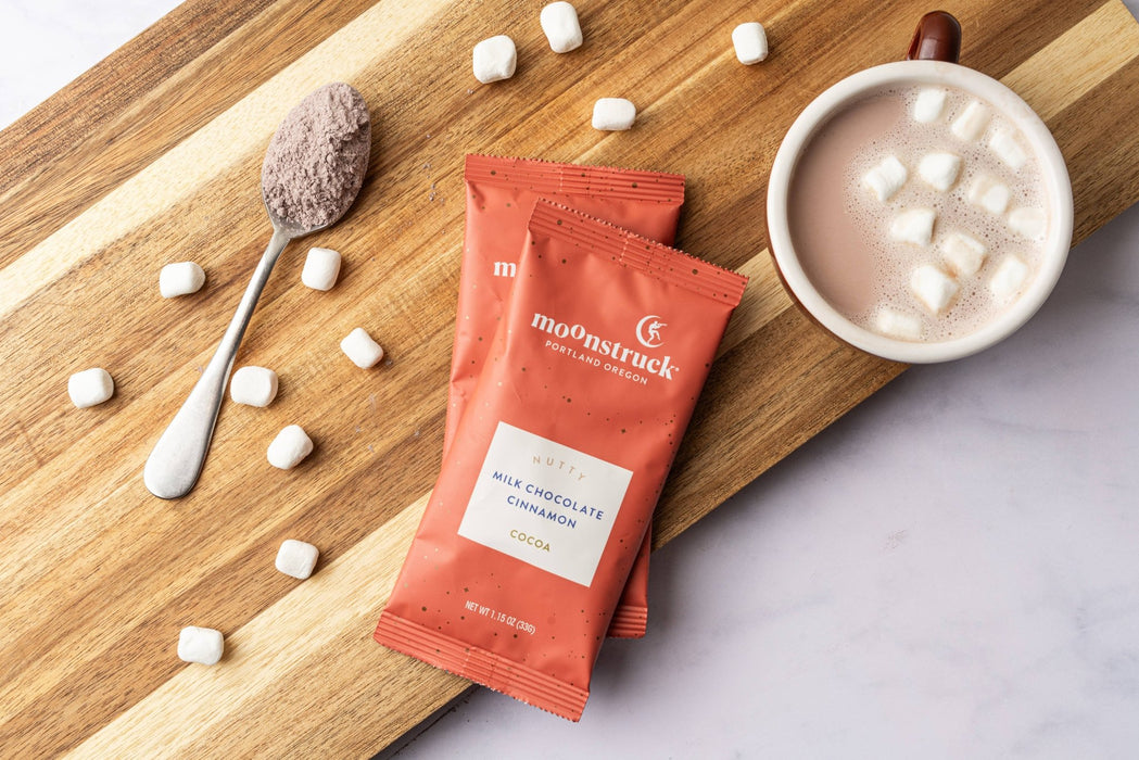 Nutty:Cinnamon Milk Chocolate Hot Cocoa Single Serving Pouch - Art Department LLC
