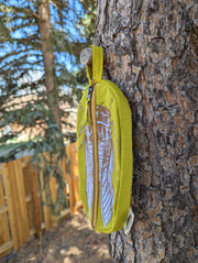 Zippered pouch | cicada - yellow & brown bug/insect pencil, supply, makeup bag with waterproof lining - Art Department LLC