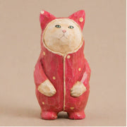 Hand-Carved & Painted Polka-dot Wood Cat Figurine - Art Department LLC