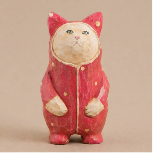 Hand-Carved & Painted Polka-dot Wood Cat Figurine - Art Department LLC