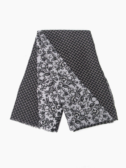 Flora Lightweight Scarf - Black, Indian Floral - Art Department LLC