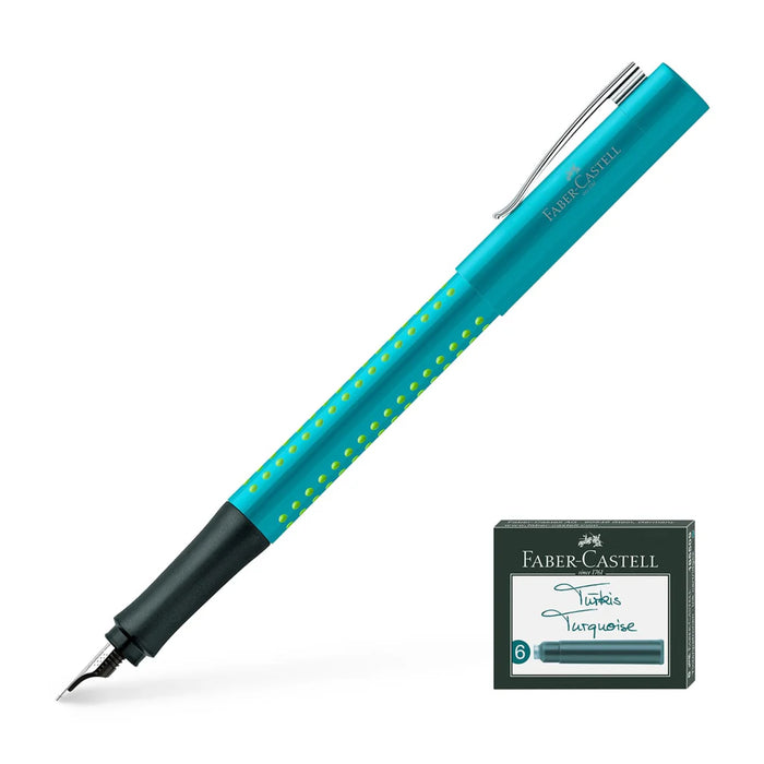 Turquoise Grip 2010 Fountain Pen with Free Ink Cartridges