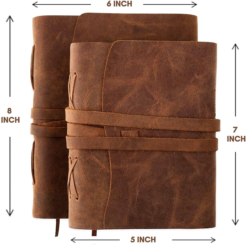 Rustic Handmade Leather Bound Journal (8x6") - Art Department LLC