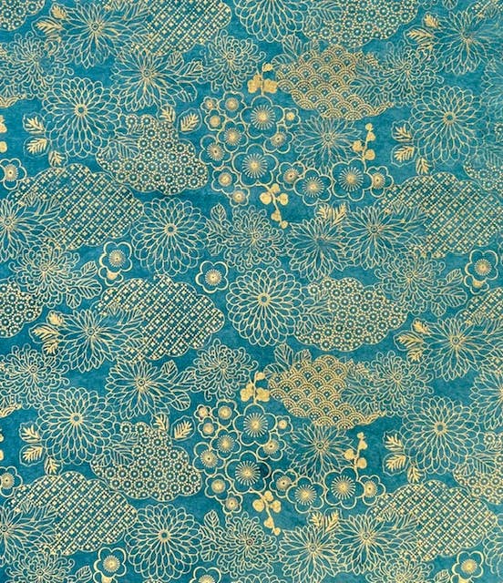 Japanese Garden Paper, Gold/Teal - Art Department LLC