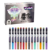 PINTAR Metallic Paint Pens - 14 Pack, 0.7MM Fine Tip - Art Department LLC