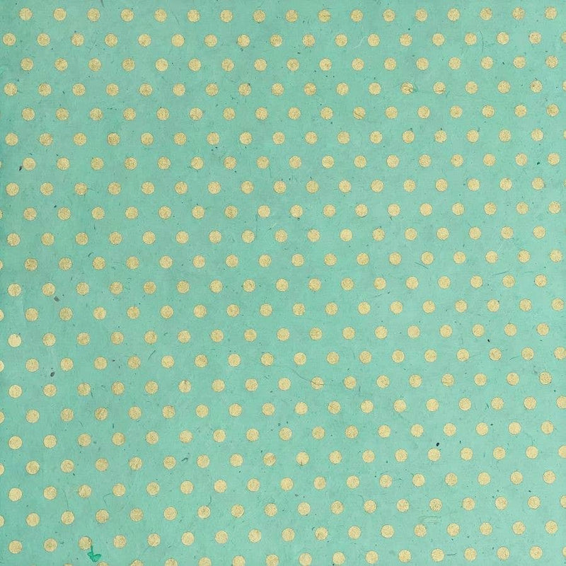 20x30 Polka Dot, gold on green paper - Art Department LLC