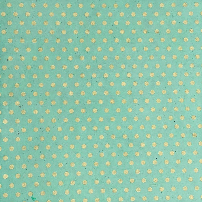20x30 Polka Dot, gold on green paper - Art Department LLC