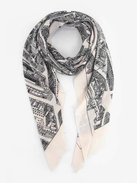 Shelby Lightweight Scarf - Black & White Architecture Design - Art Department LLC