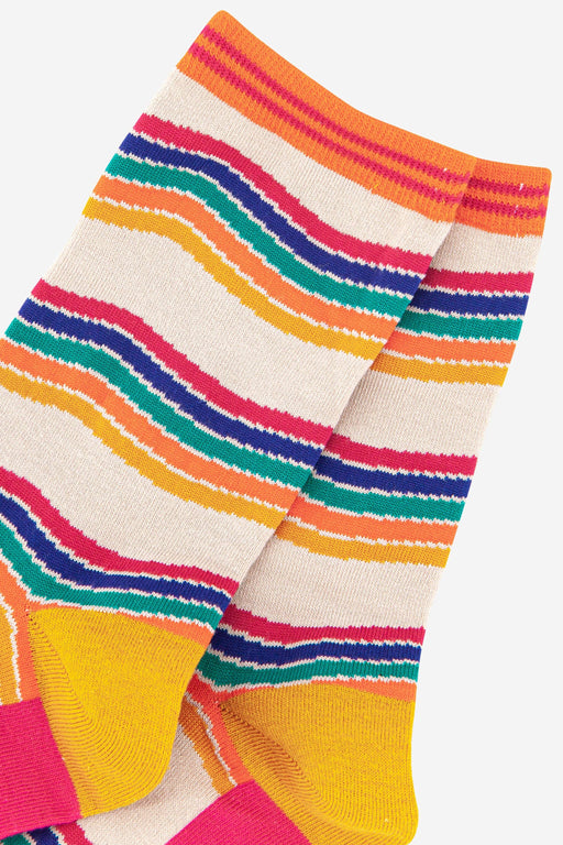 Rainbow Stripe Bamboo Socks in Cream Multicolor