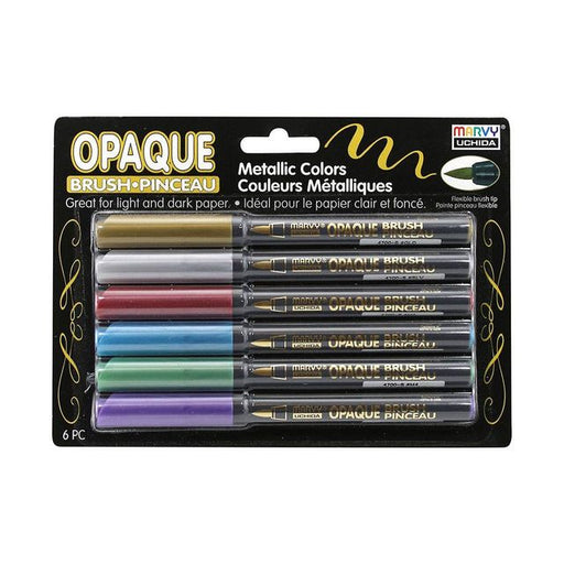 Opaque Brush Marker Set, 6-Color Metallic Set