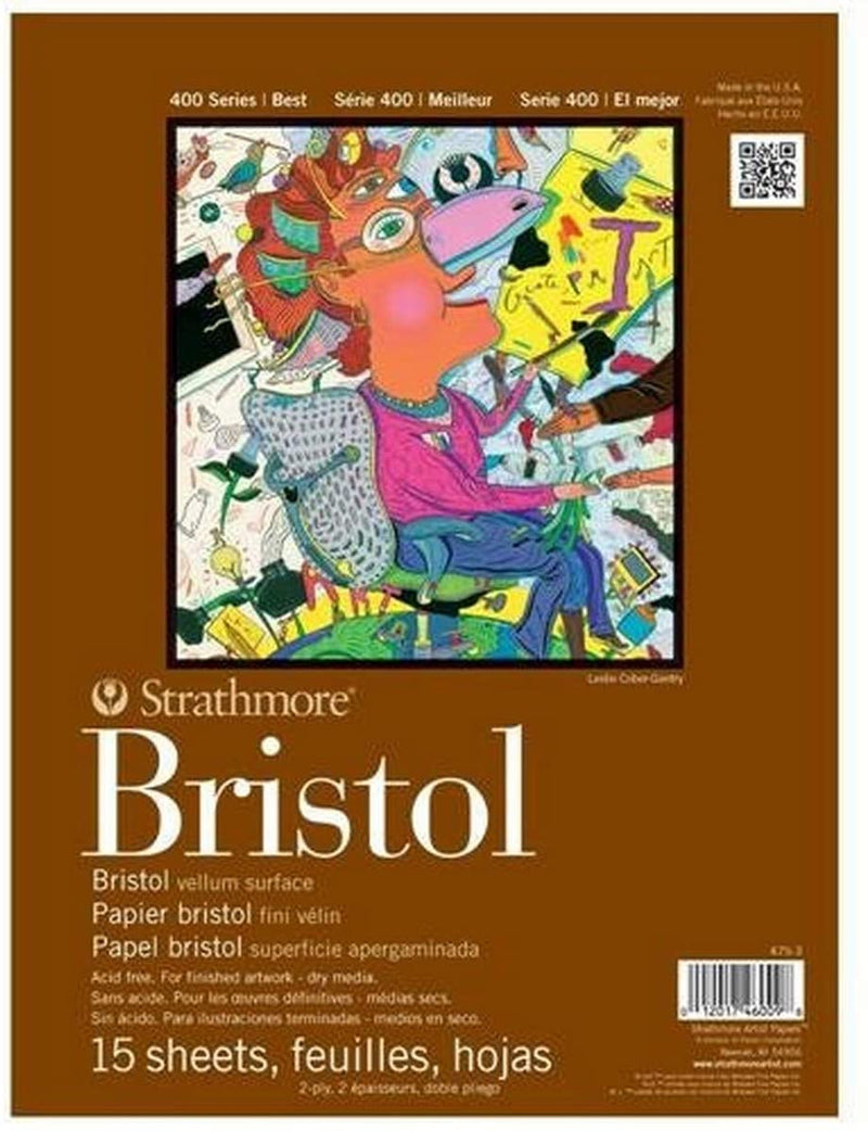 Strathmore 400 Series Bristol, 2 - Ply Vellum, 11"x14" Tape Bound, 15 Sheets - Art Department LLC