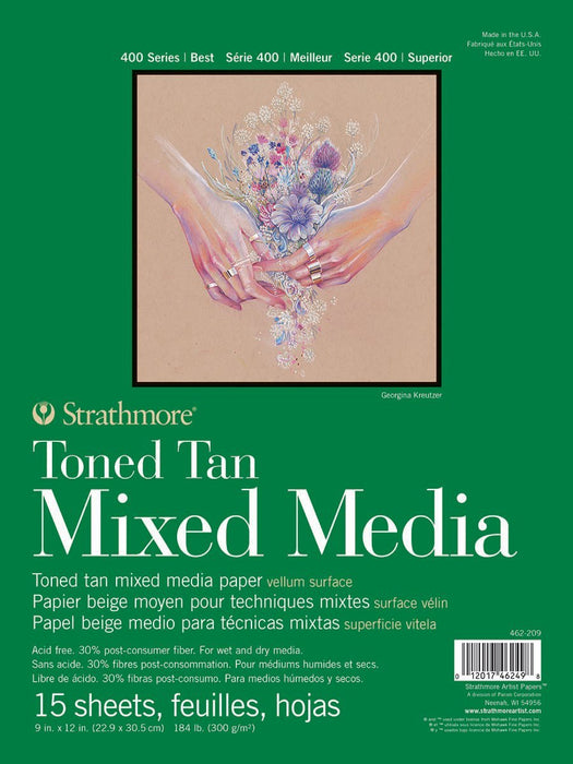 Toned Mixed Media Paper Pads 400 Series, 9" x 12" 15 Shts./Pad, Glue-Bound | Strathmore
