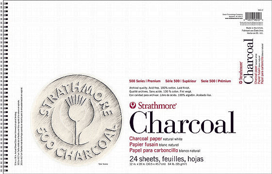 Strathmore 500 Series Premium Charcoal Pad 18x24 Assorted (24 Sheets)
