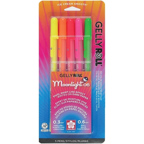 Gelly Roll 5-Color Dawn Fine Set - Fluorescent Yellow, Orange, Vermillion, Pink, Green | Sakura