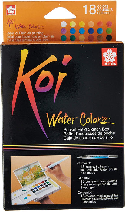 Koi Watercolor Pocket 18 Field Sketch Box | Sakura