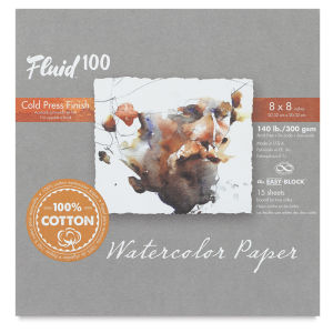 Fluid 100 Cold Press Watercolor Paper Easy-Block 15 Sheets | Global Art