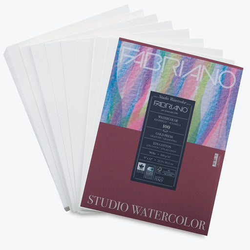 Studio Watercolor, Hot-Press, 9" x 12" 140 lb Single Sheet | Fabriano