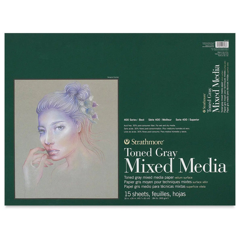 Mixed Media Paper Pads 400 Series, Toned Gray, 18" x 24" 15 Sheets - Art Department LLC