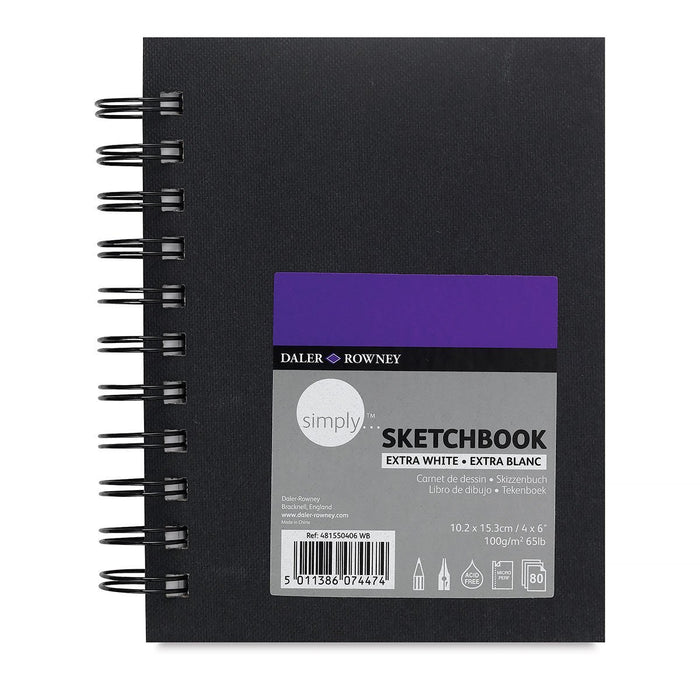 Daler-Rowney Simply Sketchbook, Black Cover, Sketch Paper, 4 x 6