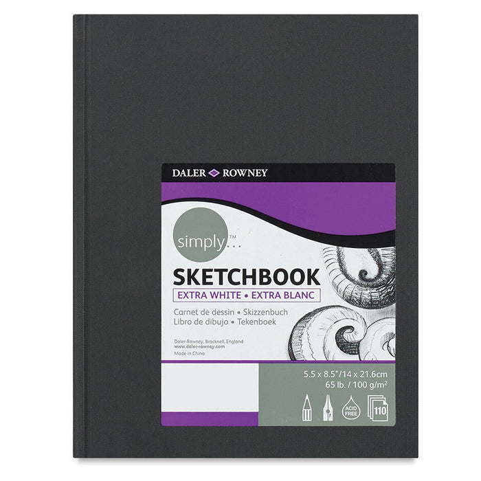 Daler-Rowney Simply Wirebound Sketchbook 8.5x11 in., 65 lb. Soft White 80  sheet