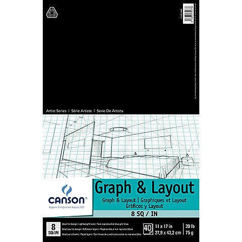 Canson Graph & Layout, Graph Paper 8X8 40SH | Canson