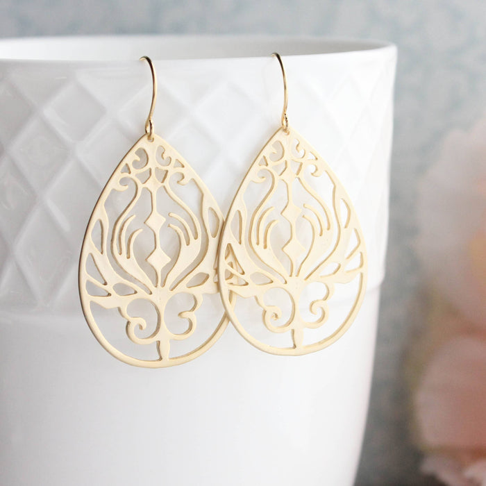 Floral Pattern- Lotus Shaped Fish Hook Earrings For Women With