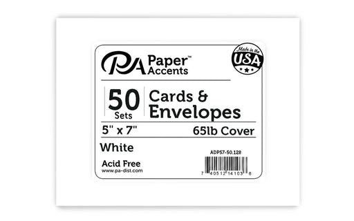 Paper Accents Card & Envelopes 5x7" White 50pc | Paper Accents