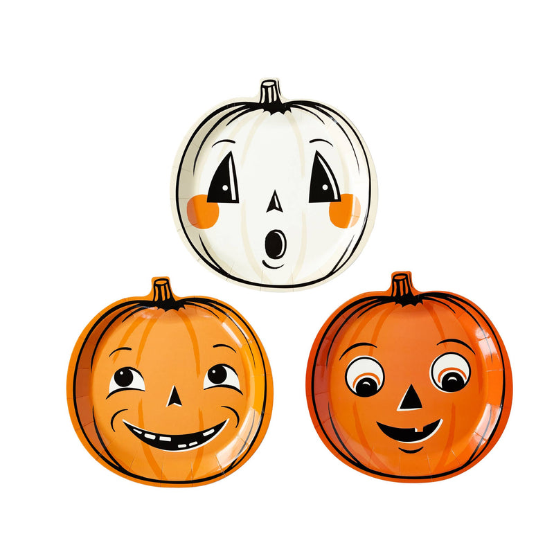 Vintage Halloween Pumpkin Shaped Paper Plate Set - Art Department LLC