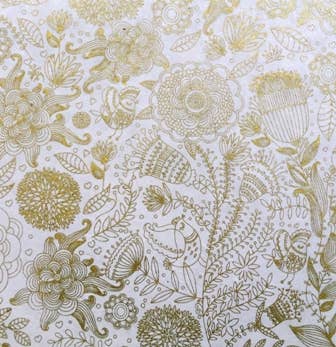 Art Decor, Gold Floral on Cream Decorative Paper - Art Department LLC