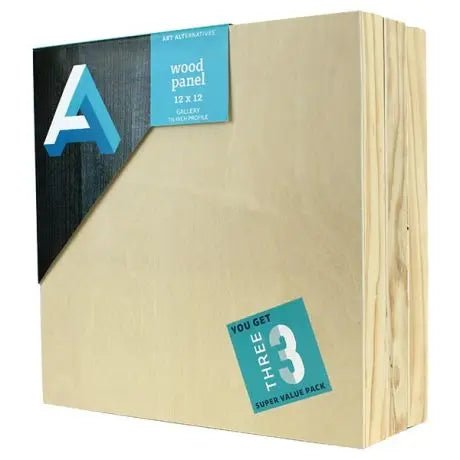 Wood Panel Super Value Packs Cradled, 12" x 12" Gallery Profile, 3/Pkg. - Art Department LLC