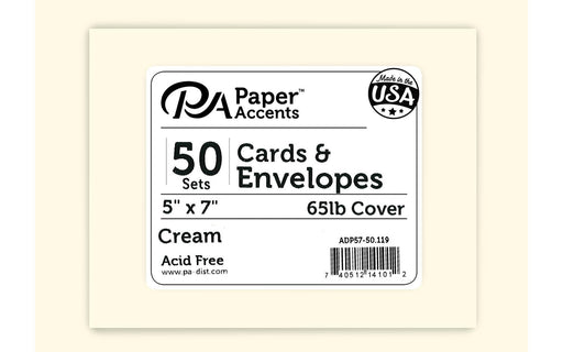 Paper Accents Card & Envelopes 5x7" Cream 50pc | Paper Accents
