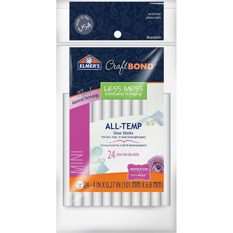 Less Mess Hot Glue Sticks, 4" - Mini, 24/Pkg - Art Department LLC