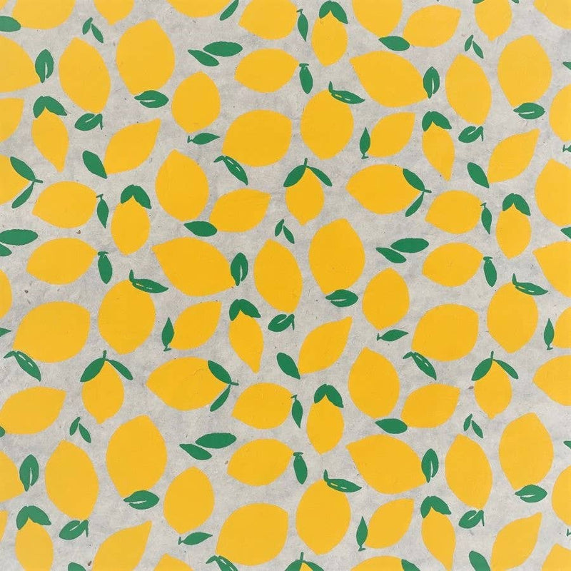 Lemon, Yellow & Green on Cream Decorative Paper - Art Department LLC