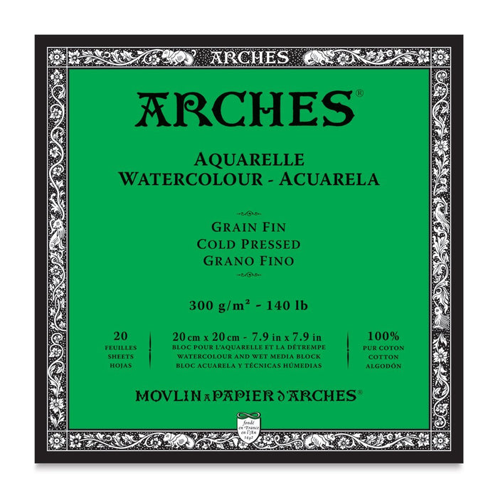 Arches Watercolor Block - 16'' x 20'', Hot Press, 20 Sheets