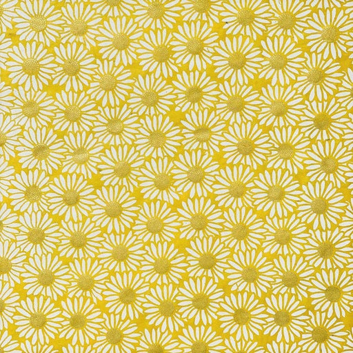 Yellow Daisy with White and Gold Decorative Paper