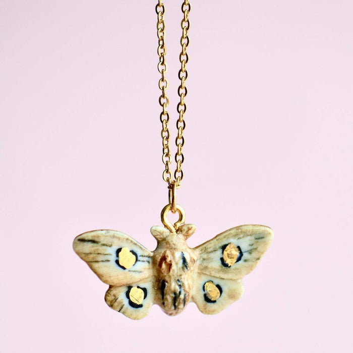 Hand-painted Porcelain Necklace Moth