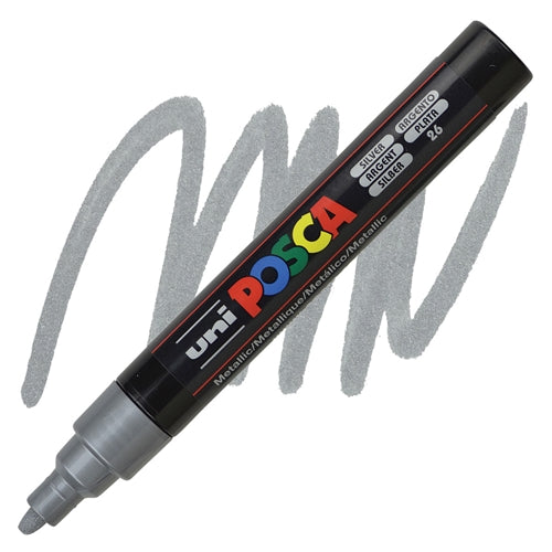 Posca Acrylic Paint Marker 0.8 mm Broad Tip Metallic Silver