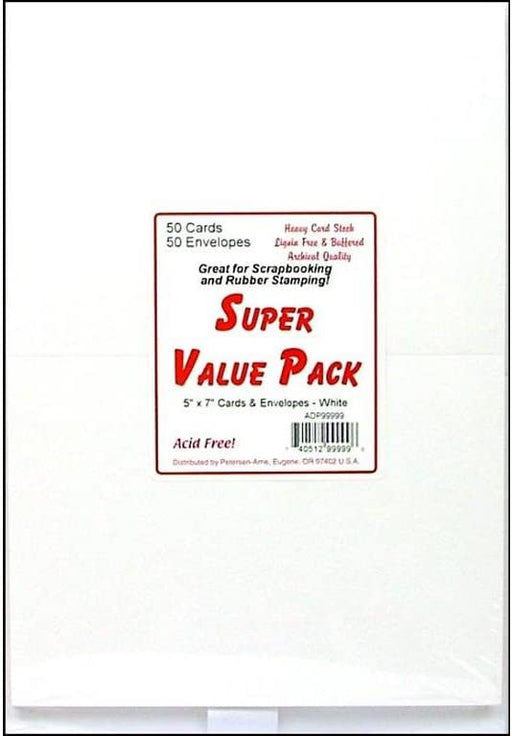Paper Accents Super Value Card & Envelope Pack White 5X7" | Paper Accents
