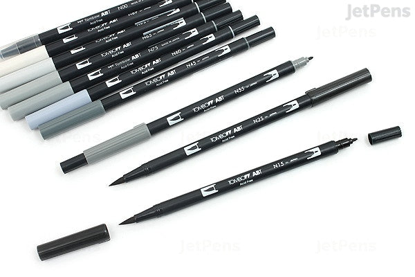 Tombow Dual Brush Blendable Pens Grays and Blacks | Tombow
