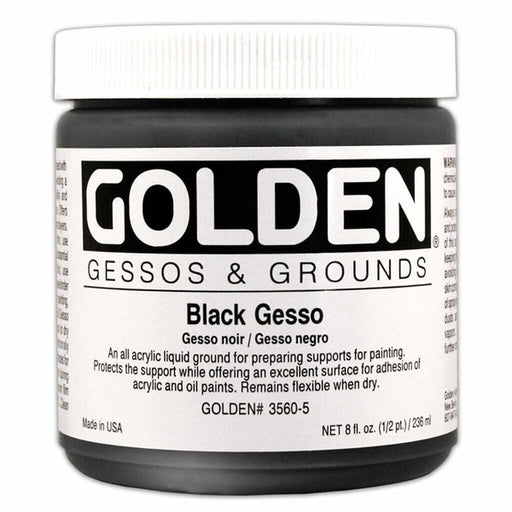 Golden Gesso Ground Black 8oz | Golden