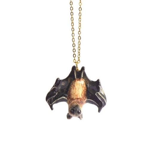 Hand-painted Porcelain Necklace Bat