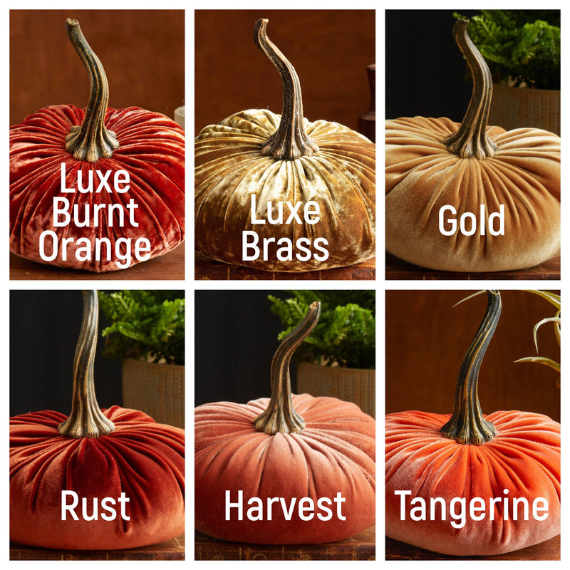 Handmade Large Velvet Pumpkins Rust - Art Department LLC