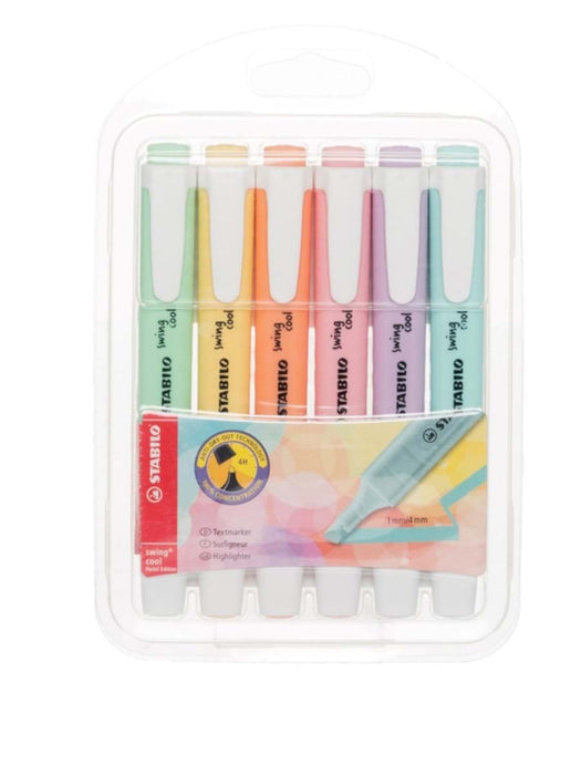 STABILO swing cool Pastel Highlighter - Wallet of 8 - Assorted Colours