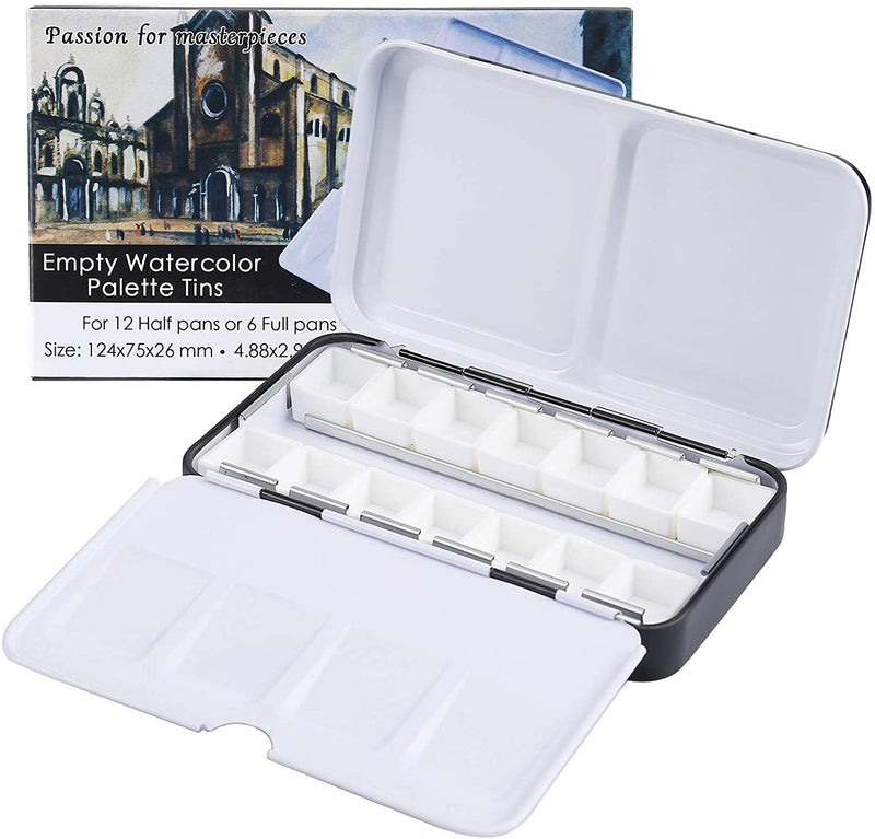 Metal Watercolor Palette with 14 Empty Half Pans - Art Department LLC