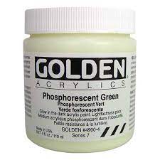 Golden Heavy Body Acrylic Phosphorescent Green 4oz, Glow in the Dark | Golden