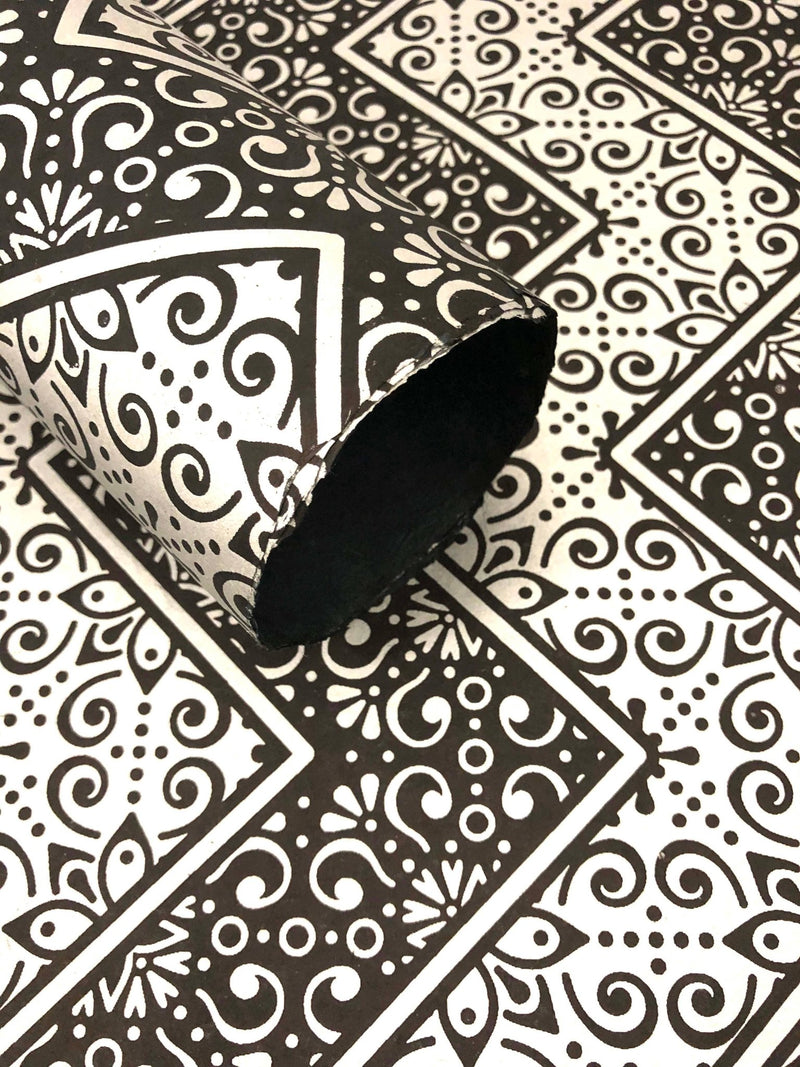 Wide Chevron Silver on Black Handmade Paper - Art Department LLC