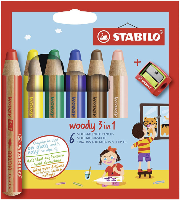 Stabilo Woody Coloring Pencils with Sharpener , Multicolored | Stabilo