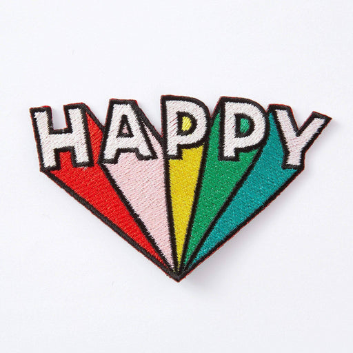 Happy Embroidered Iron On Patch | Punky Pins