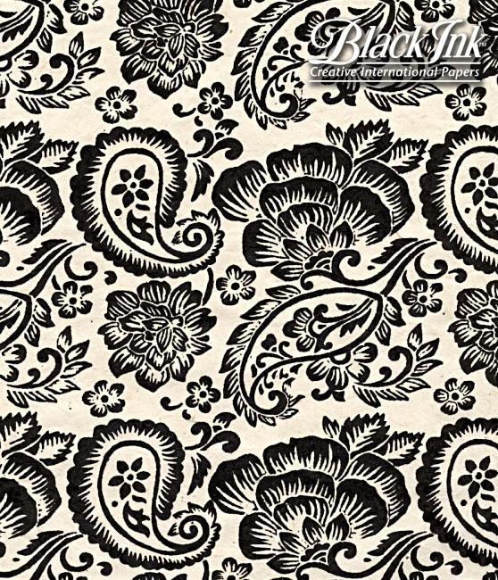 Black Ink Handmade Screenprinted Decorative Paper - Art Department LLC